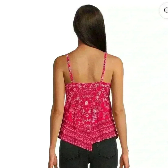 No Boundaries Red and White Paisley Bandana Style Flowy Tank Top - Size 2XL - Picture 4 of 8